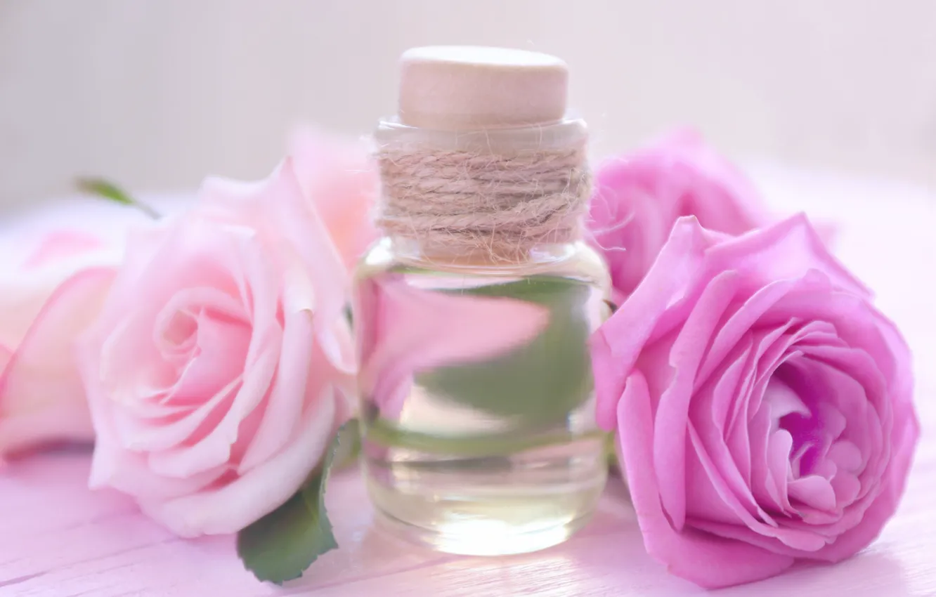 Фото обои масло, розы, духи, флакон, аромат, roses, perfume, oil