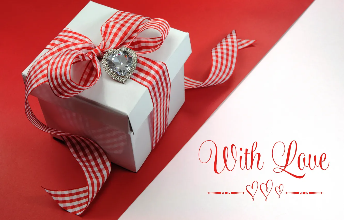 Фото обои подарок, сердце, лента, love, бант, heart, romantic, Valentine's Day