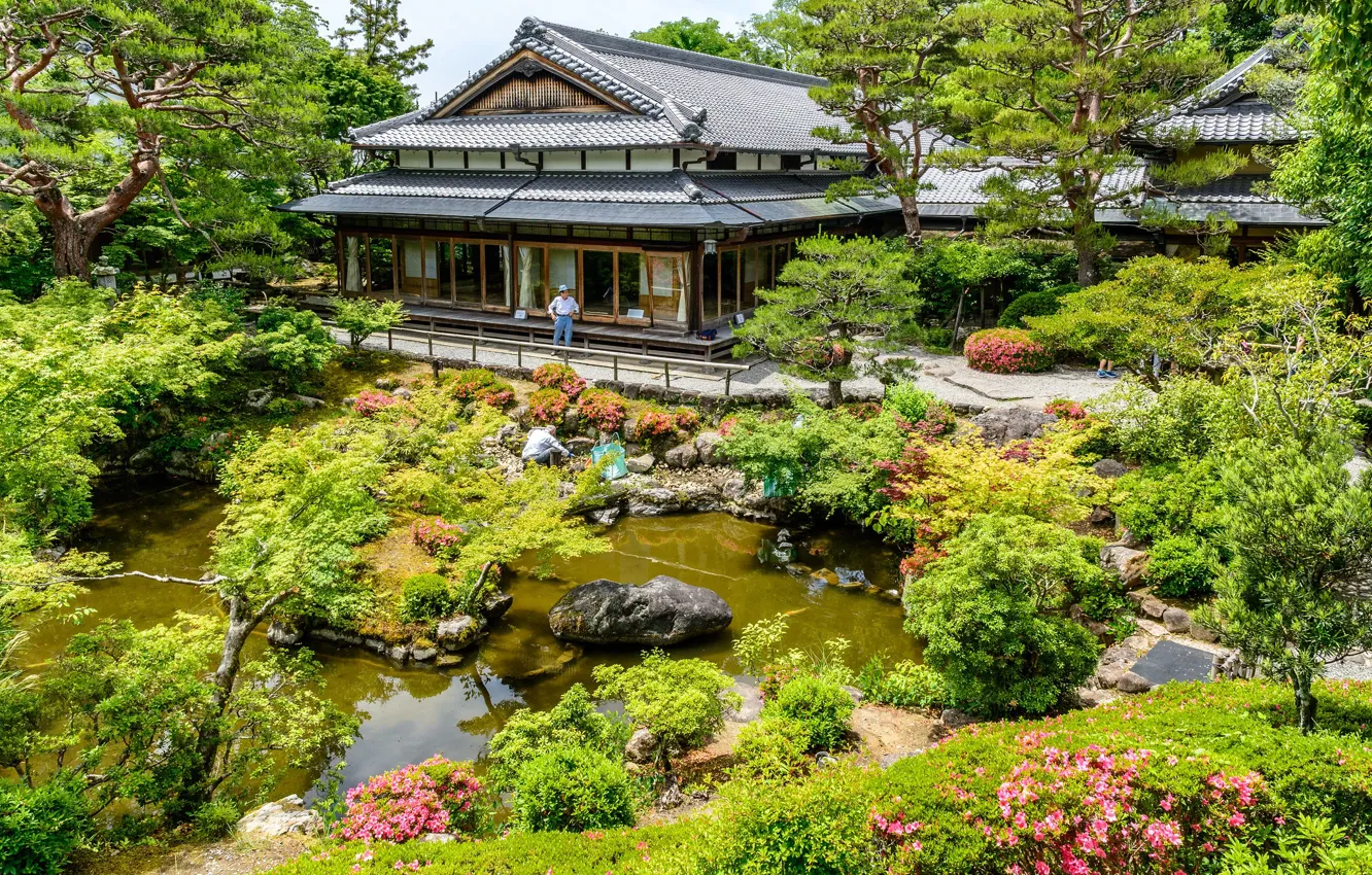 Фото обои Япония, Japan, Nara, сад камней, Yoshikien Gardens