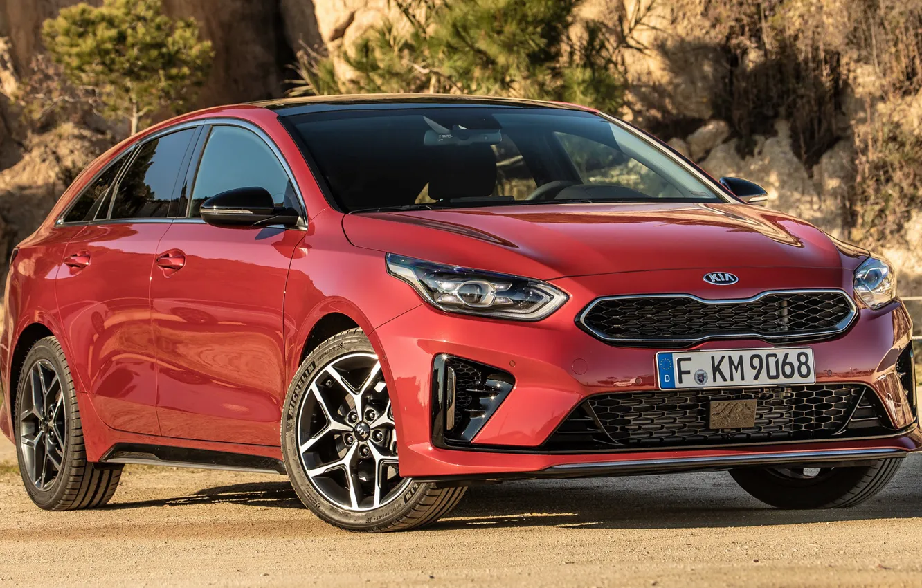 Фото обои машина, red, сбоку, KIA, красная машина, Kia ProCeed GT Line, Kia ProCeed