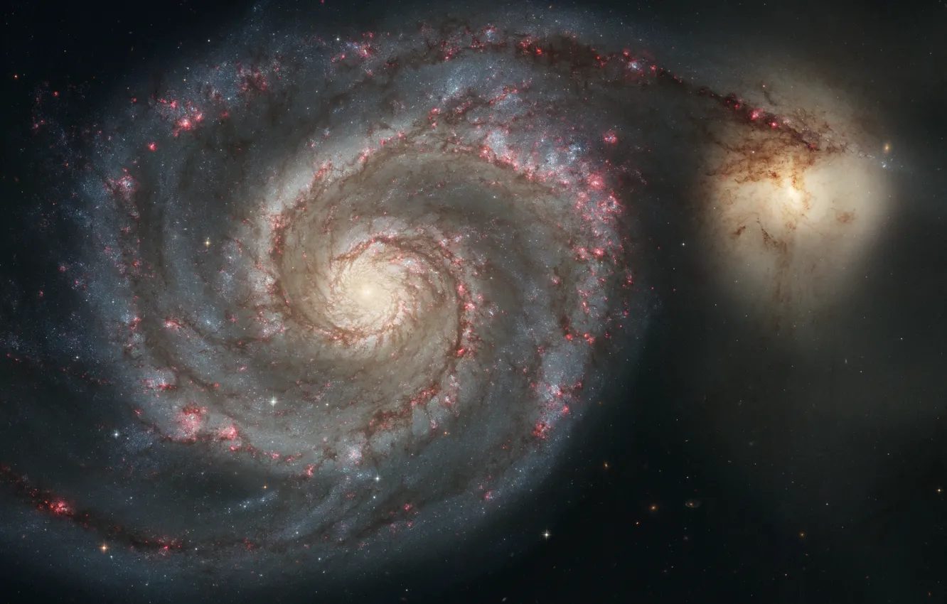 Фото обои Хаббл, Спиральная галактика, Whirlpool Galaxy, Messier 51