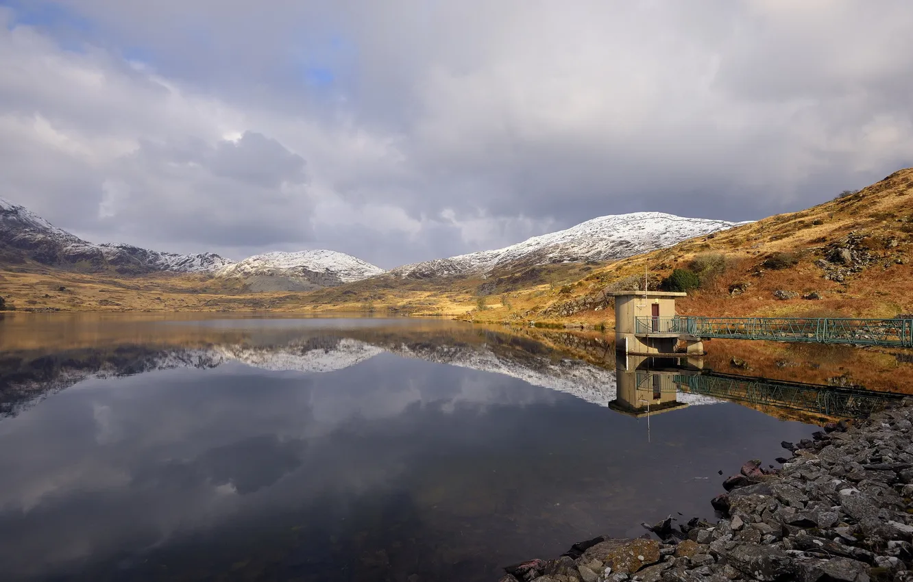 Фото обои Wales, Llyn Cwmystradllyn Lake, Cwn Ystradllyn