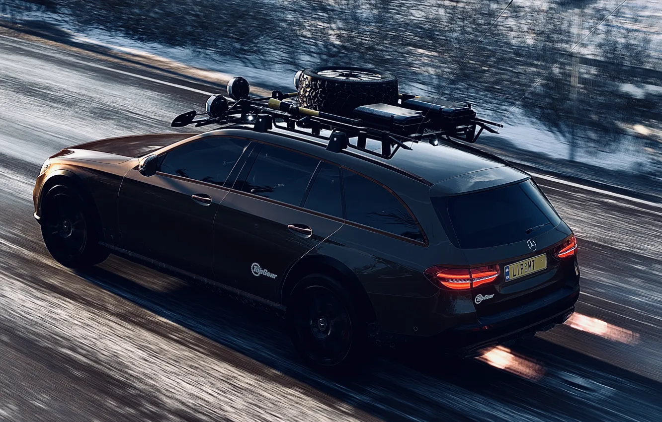 Фото обои HDR, Mercedes, Benz, Fire, Winter, Snow, Game, E Class