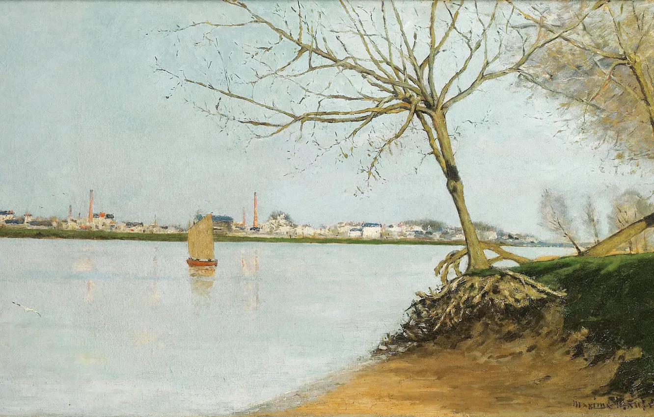 Фото обои пейзаж, картина, 1889, Maxime Maufra, Максим Мофра, Берега Луары