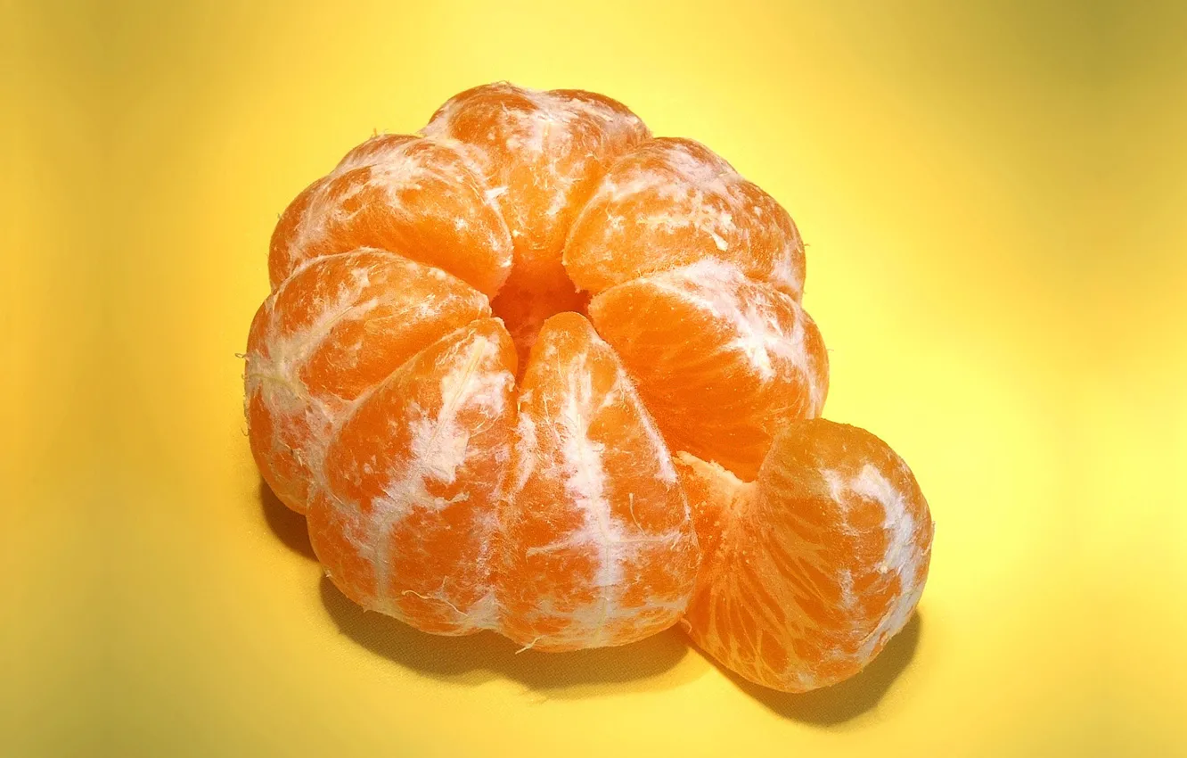 Фото обои макро, фрукт, Мандарин, долька мандарина