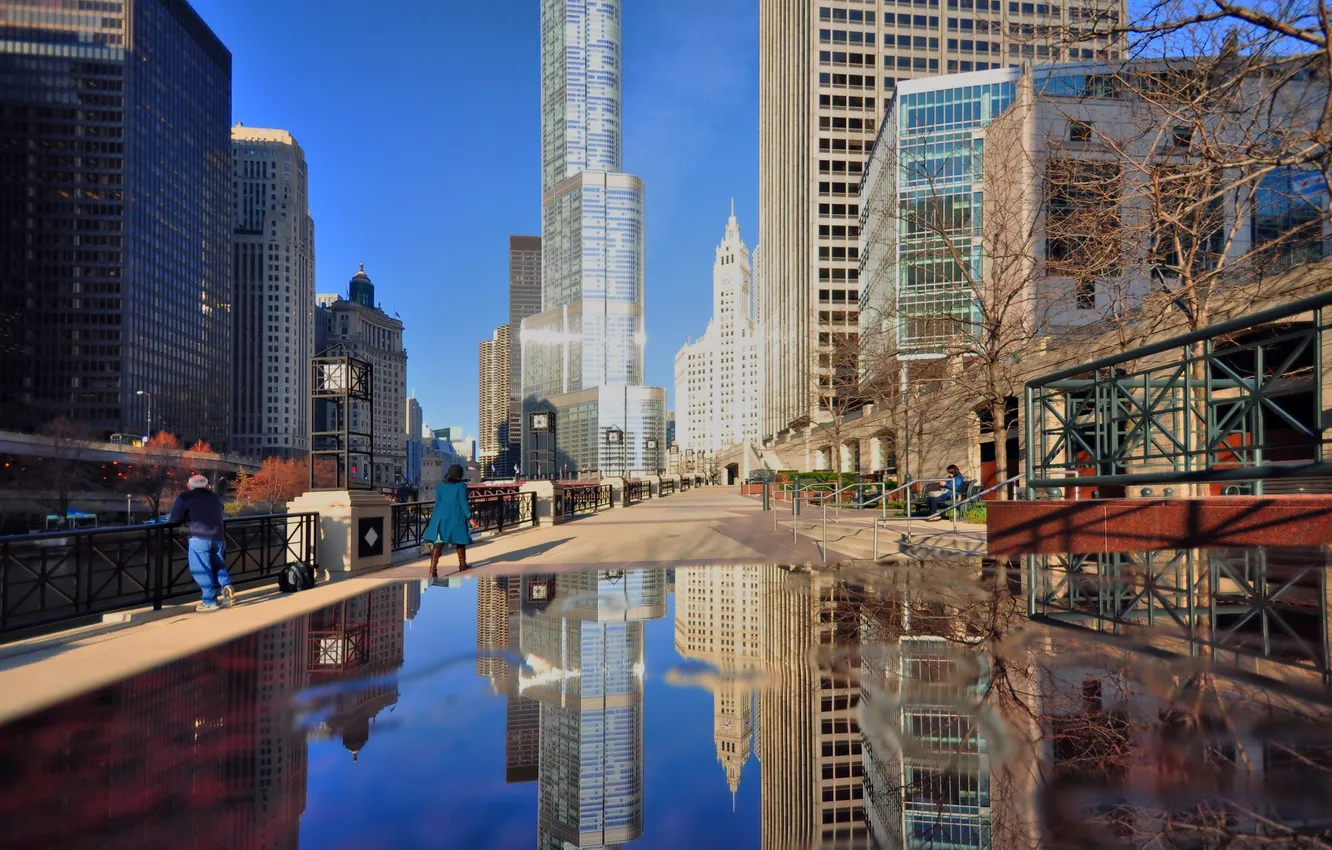 Фото обои здания, небоскребы, америка, чикаго, Chicago, сша, высотки