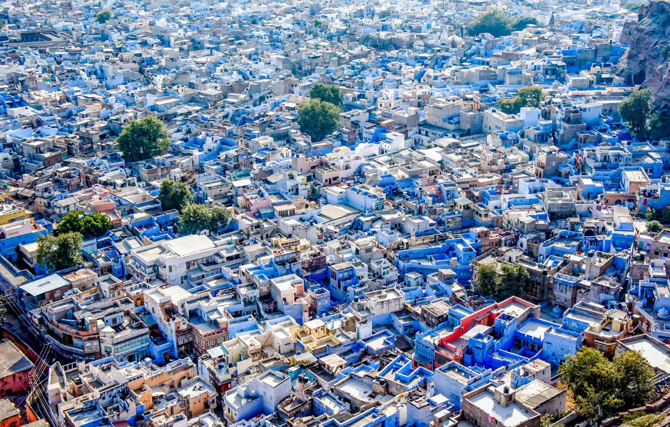 Фото обои Индия, India, Jodhpur, Голубой город, The Blue City