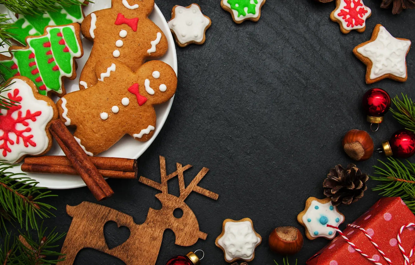 Фото обои украшения, Новый Год, Рождество, christmas, wood, merry, cookies, decoration