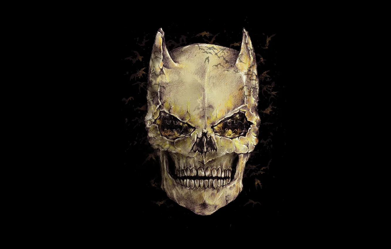 Фото обои фон, череп, Batman, Dark Knight