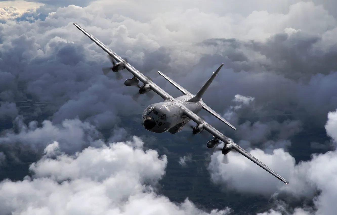 Фото обои самолёт, американский, военно-транспортный, Hercules, C-130