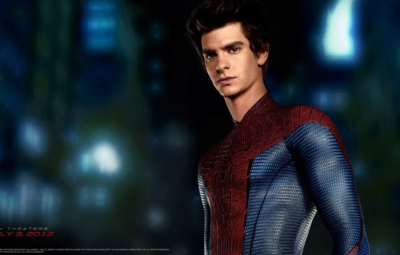 Фото обои костюм, парень, актёр, The Amazing Spider-Man, Andrew Garfield, Новый Человек-паук, Эндрю Гарфилд