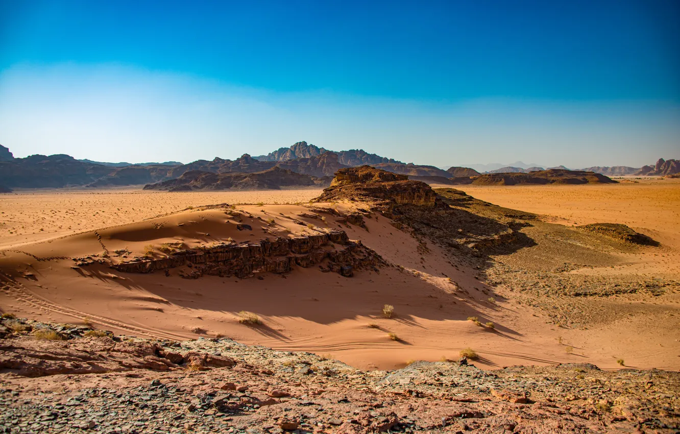 Фото обои песок, скалы, пустыня, Иордания, Wadi Rum