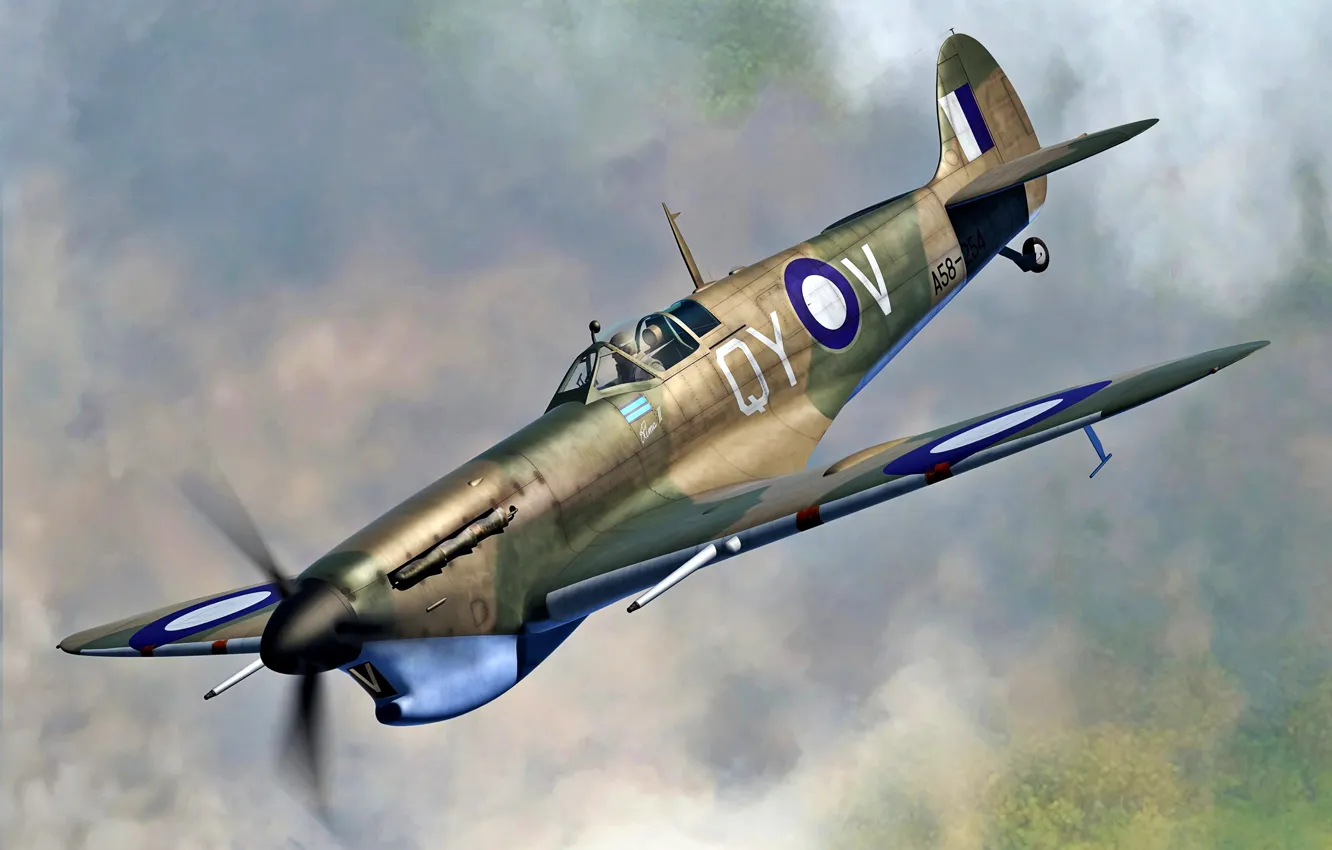 Фото обои истребитель, Supermarine Spitfire, RAAF, Spitfire Mk.Vc/trop, Spitfire Mk.V