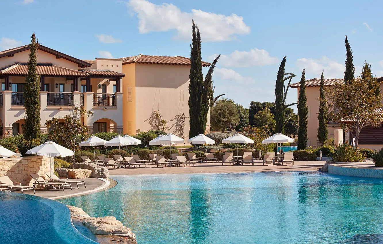 Фото обои отдых, бассейн, отель, Кипр, Hotel Aphrodite Hills Resort