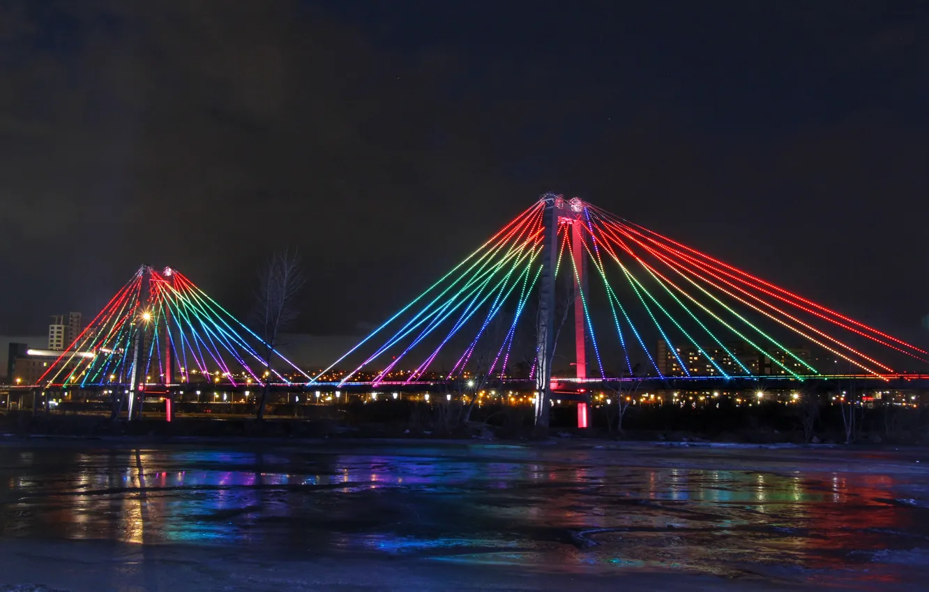 Фото обои мост, огни, Красноярск