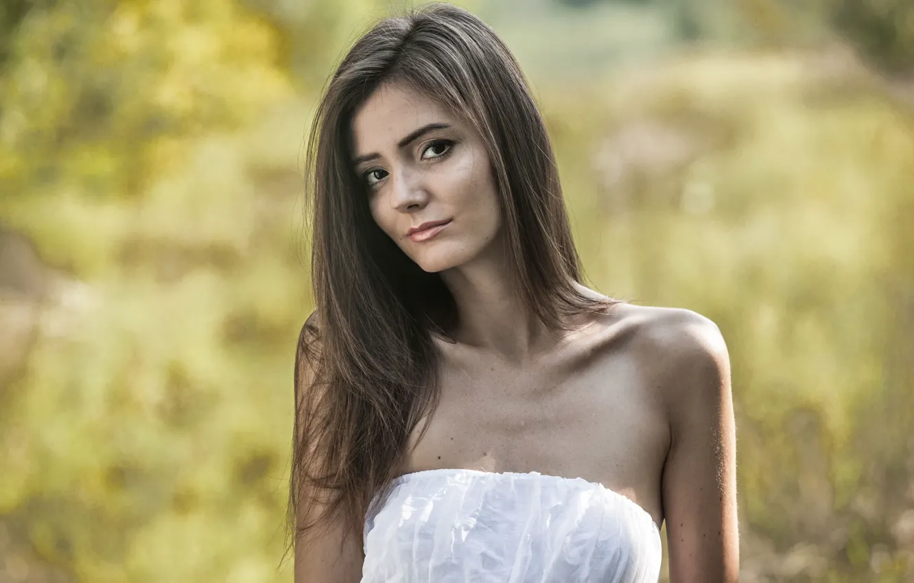 Фото обои dress, brunette, Melinda, Fedra, shoulders, amabielle, rene star,...