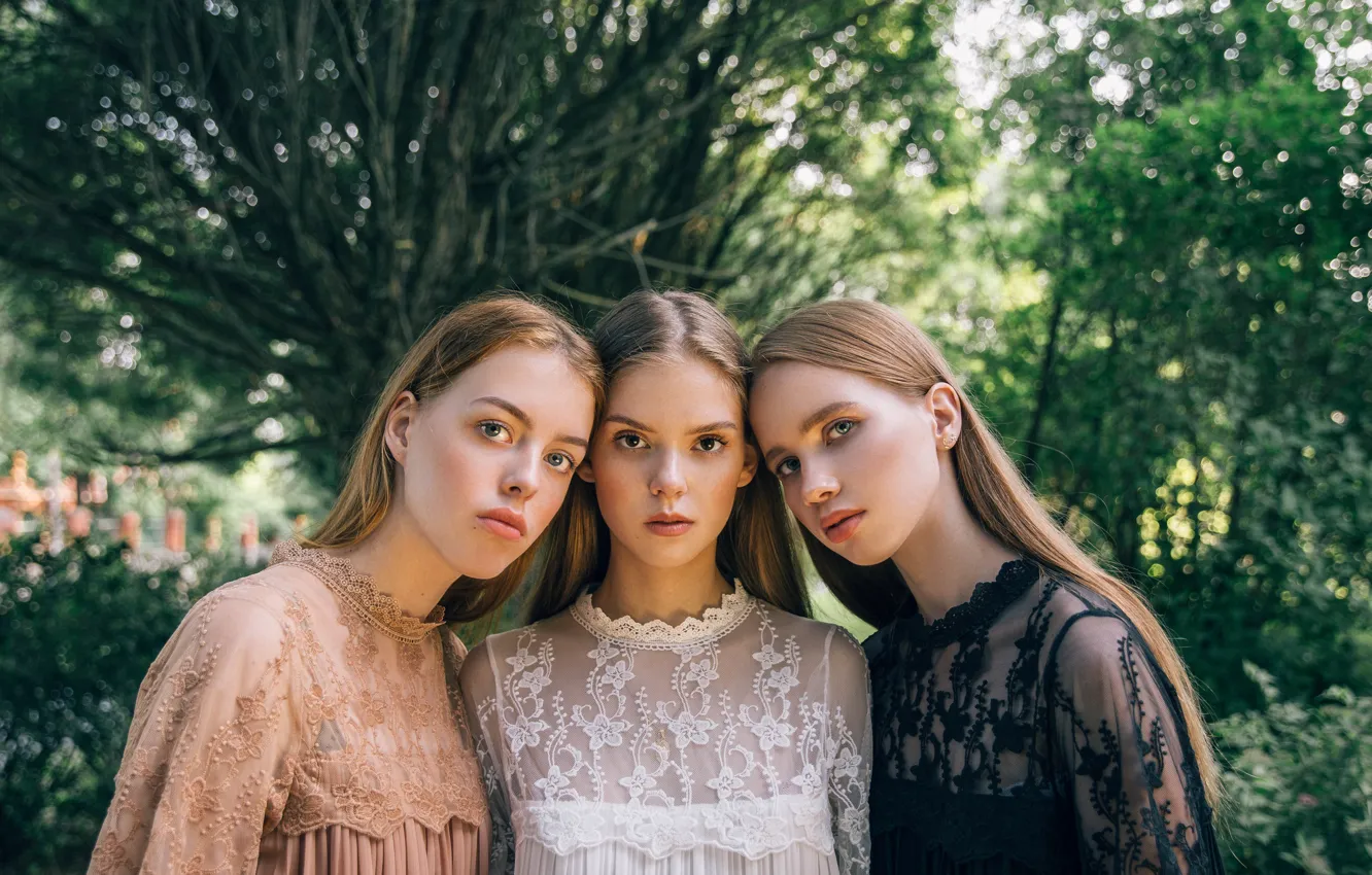 Фото обои девушка, портрет, три девушки, Ольга Антонова