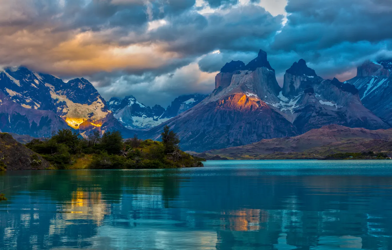 Фото обои облака, пейзаж, горы, природа, озеро, Аргентина, Patagonia