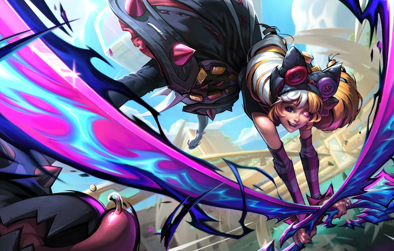 Фото обои League of Legends, видеоигры, цифровое искусство, Riot Games, Гвен, GZG, La Ilusion