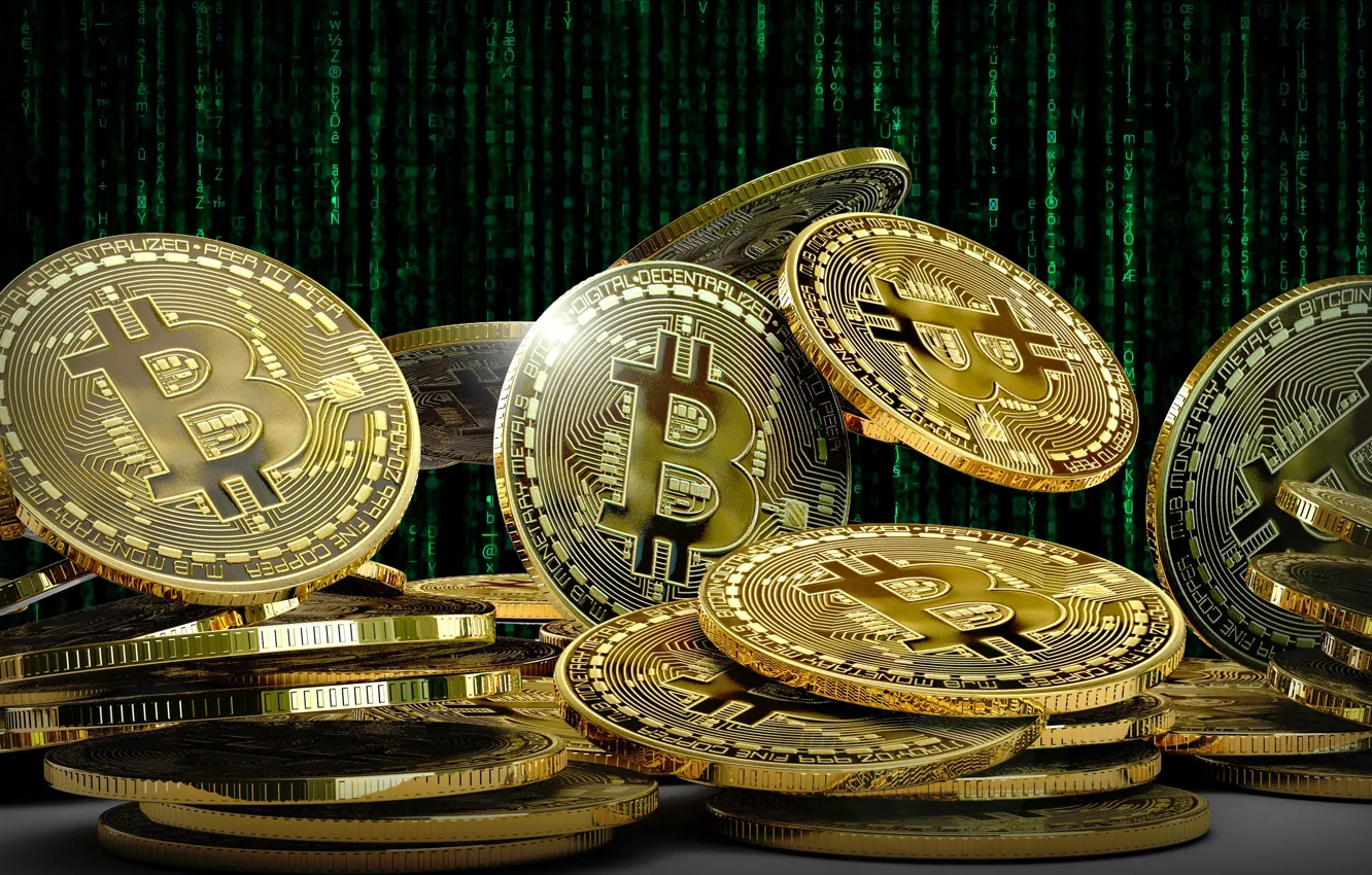 Фото обои сеть, монеты, биткоин