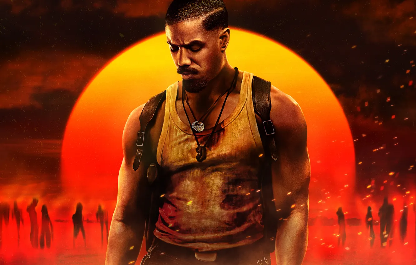 Фото обои фон, пистолеты, майка, боевик, постер, ужасы, Michael B. Jordan, Майкл Б. Джордан
