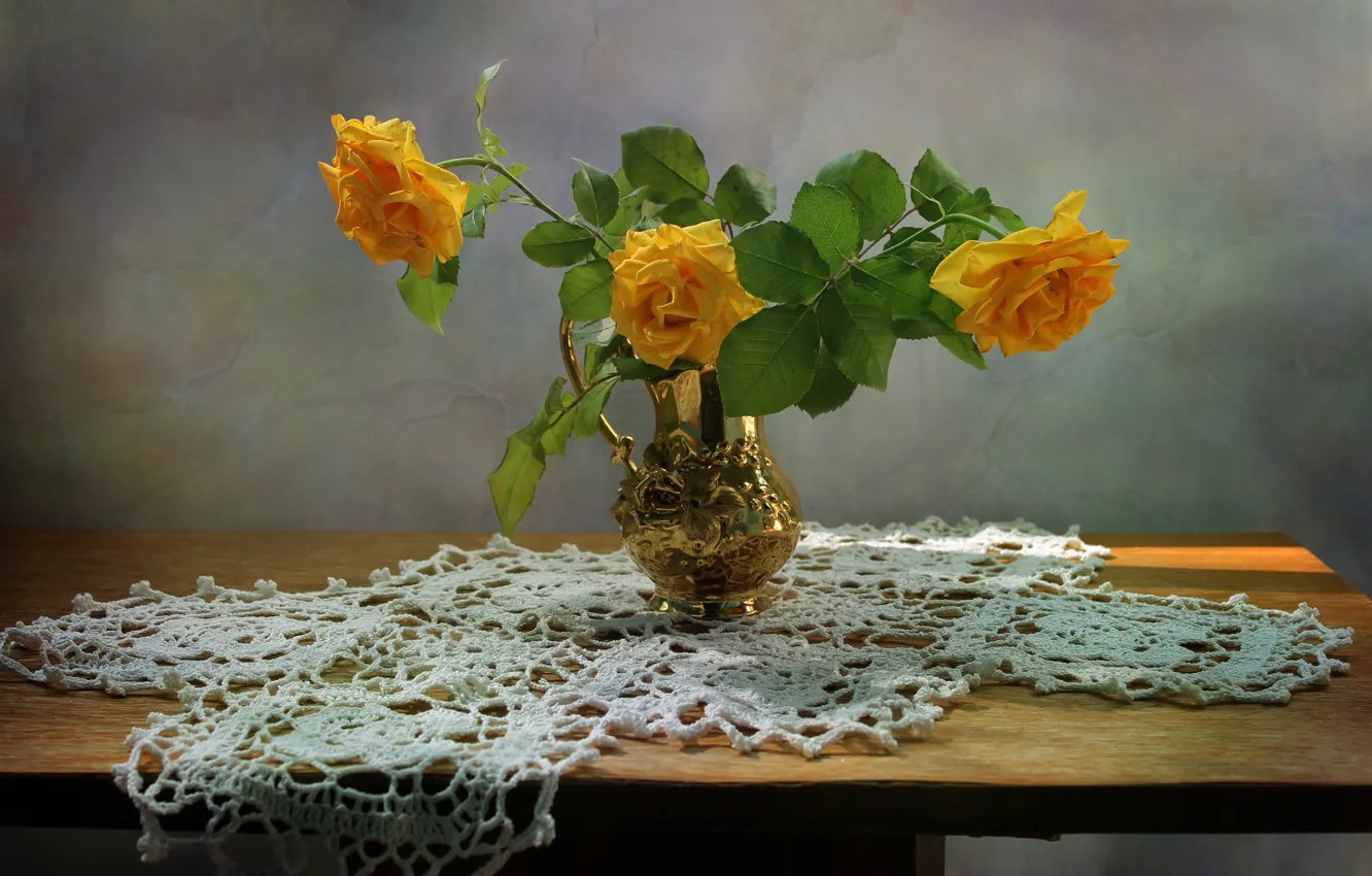 Фото обои цветы, розы, натюрморт