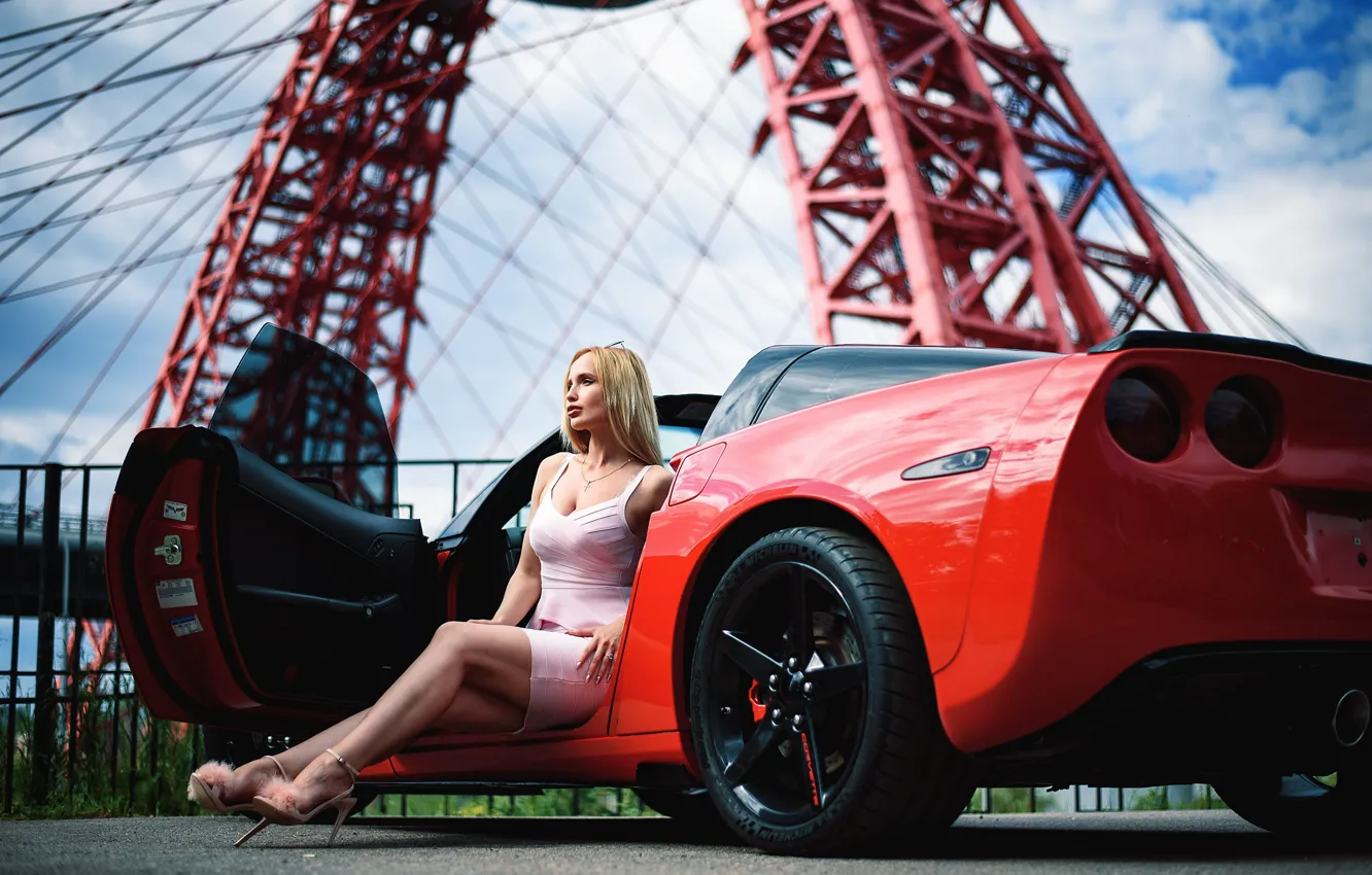 Фото обои стиль, поза, Андрей Суровый, Агнета Королевская, девушка, машина, авто, ноги