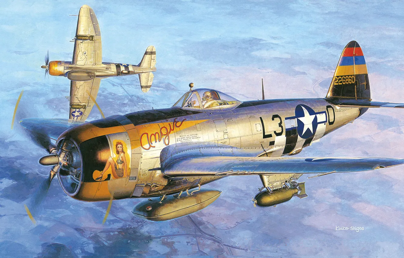 Фото обои США, Thunderbolt, P-47, WW2, авиабомбы, Радиальный двигатель, P-47D-25, 512th FS