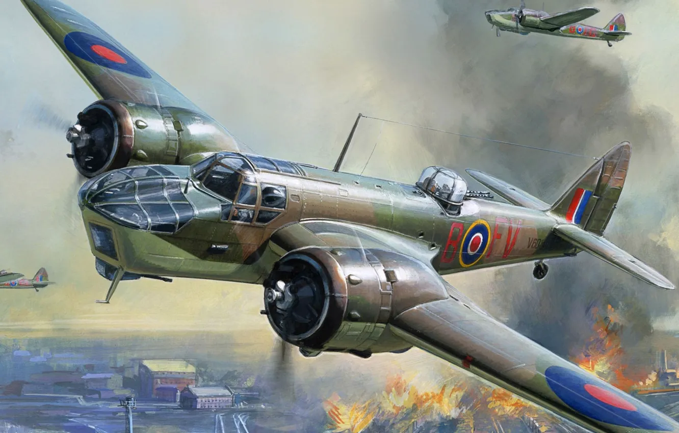 Фото обои рисунок, арт, RAF, Bristol Blenheim, британский скоростной лёгкий бомбардировщик, Bristol Aeroplane Company