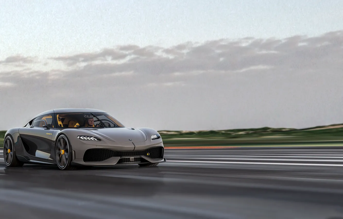 Фото обои дорога, движение, скорость, Koenigsegg, 2020, Gemera