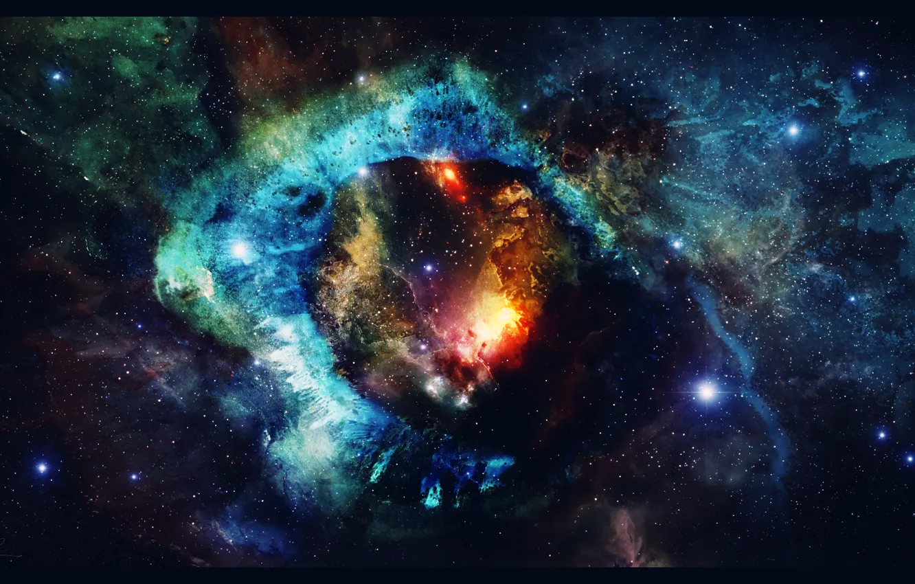 Фото обои космос, звезды, туманность, арт, space, universe, nebula, art