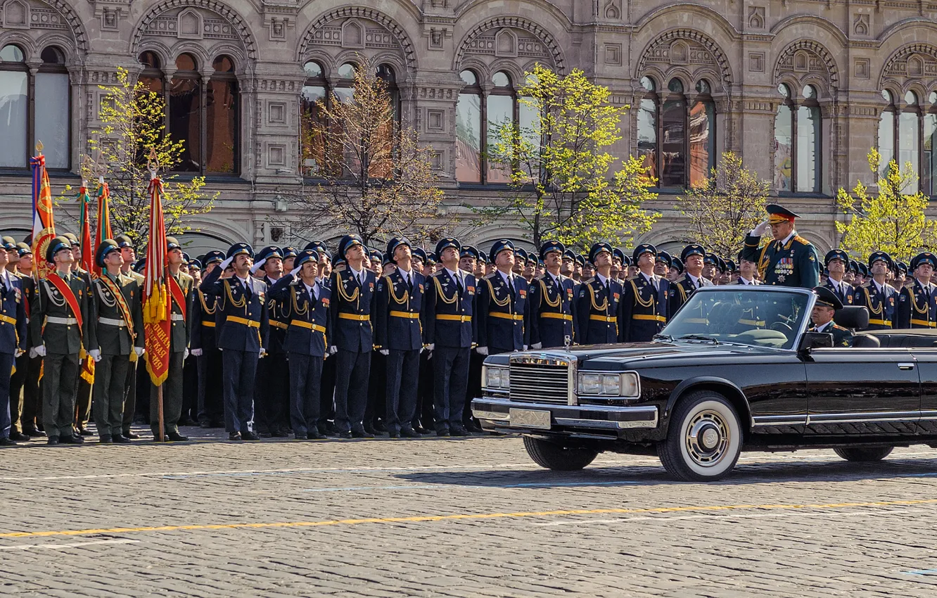 Фото обои машина, авто, солдаты, Москва, кабриолет, Россия, военные, День Победы