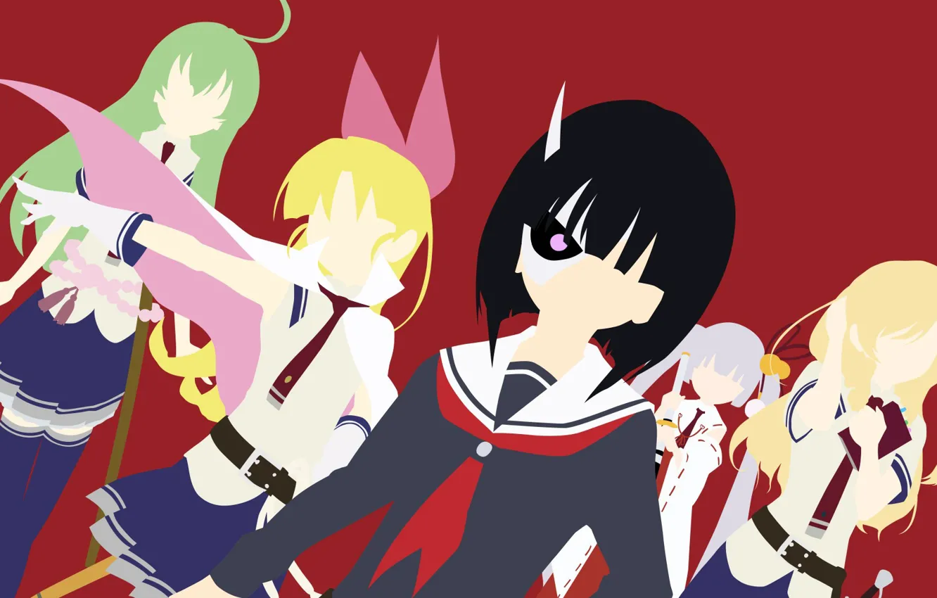 Фото обои girl, sword, anime, katana, ken, blade, mask, seifuku