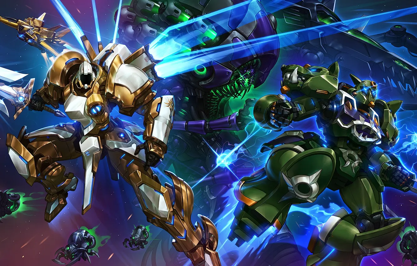 Фото обои space, Blizzard, robot, armor, wings, steel, Heroes of the Storm, Mr Jack