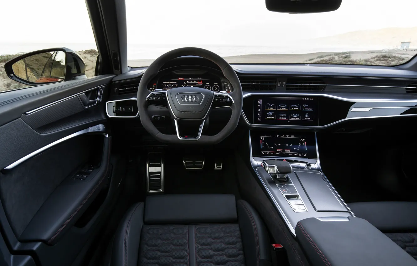 Фото обои Audi, интерьер, универсал, RS 6, 2020, 2019, V8 Twin-Turbo, RS6 Avant