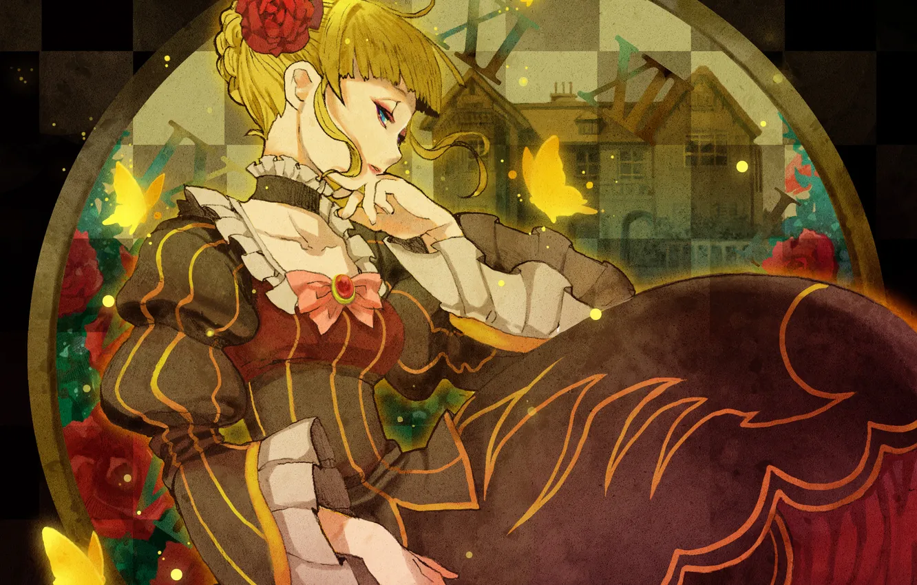 Фото обои девушка, аниме, арт, umineko no naku koro ni, beatrice, chikuwabu