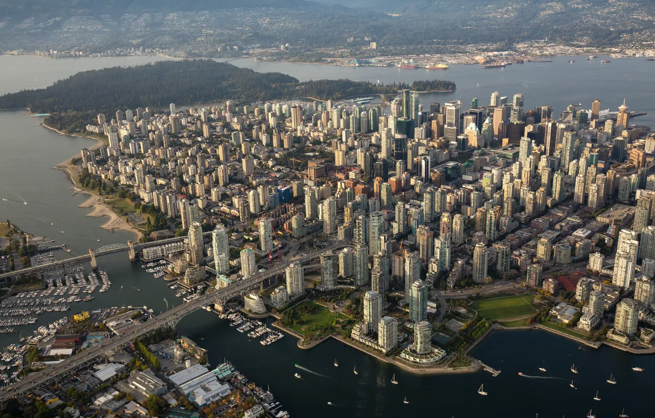 Фото обои city, Vancouver, view from a height