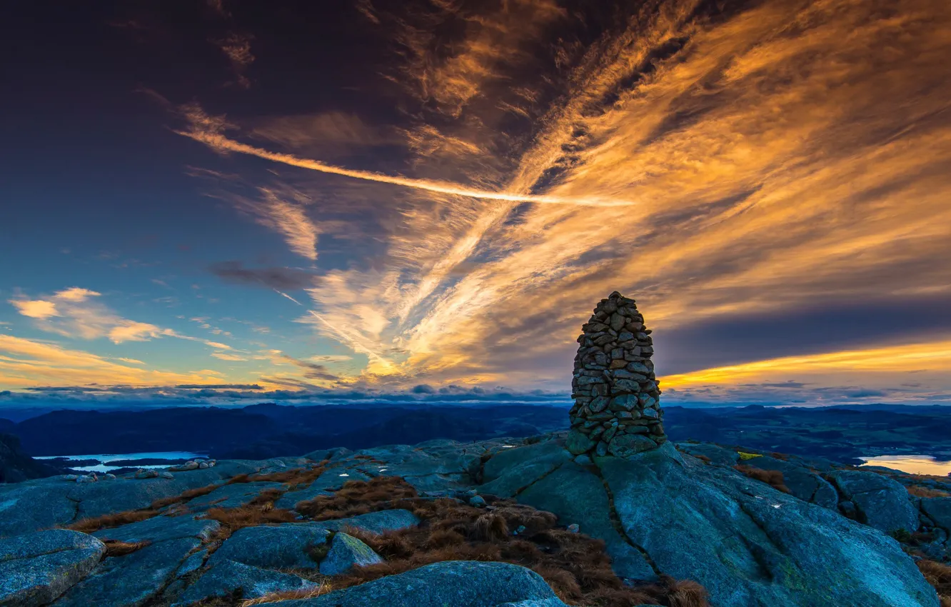 Фото обои небо, камни, Норвегия, Mountain Sunrice