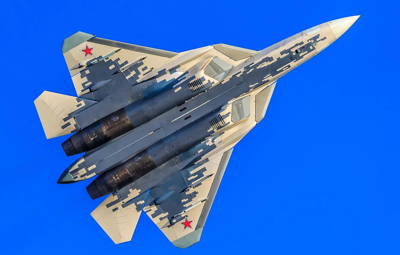 Фото обои многоцелевой истребитель, ВКС России, истребитель пятого поколения, Су-57, Su-57