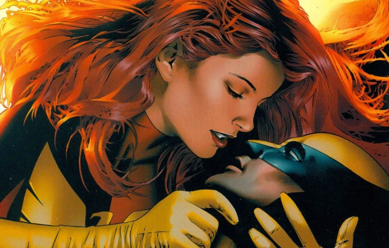 Фото обои Росомаха, Wolverine, Феникс, Джин Грей, Jean Grey, X-men