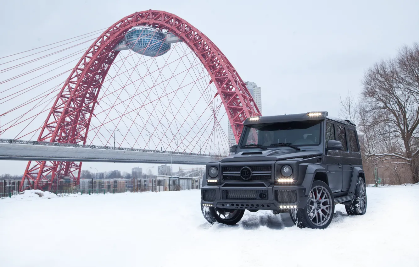 Фото обои Mercedes, Brabus, AMG, Moscow, W463, G65, Russia Winter, Carbon Pro