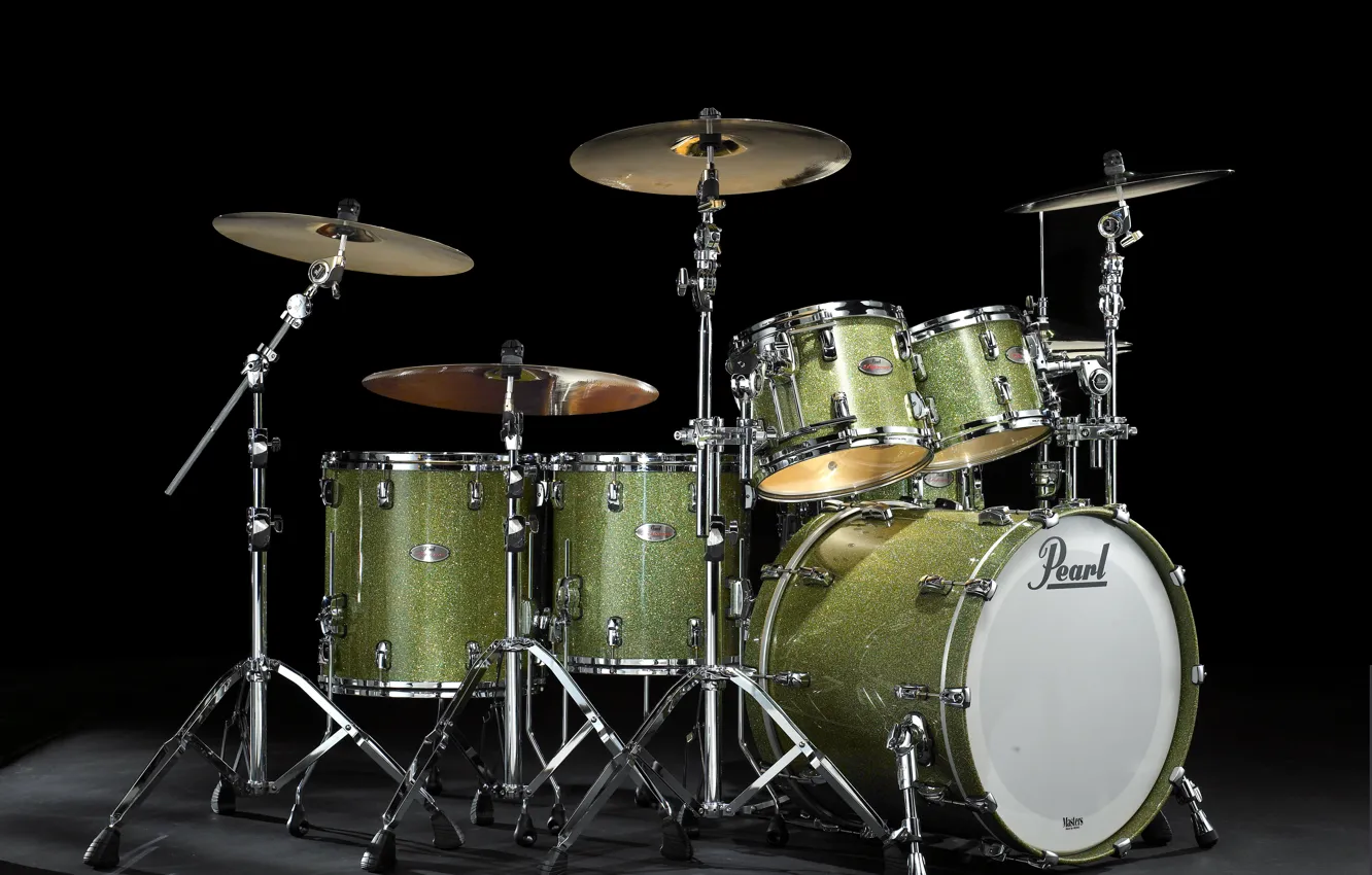 Фото обои барабан, Pearl Reference. барабанная установка, зеленый металлик