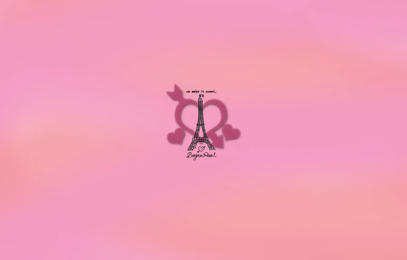 Фото обои розовый, сердце, эйфелева башня, париж, франция