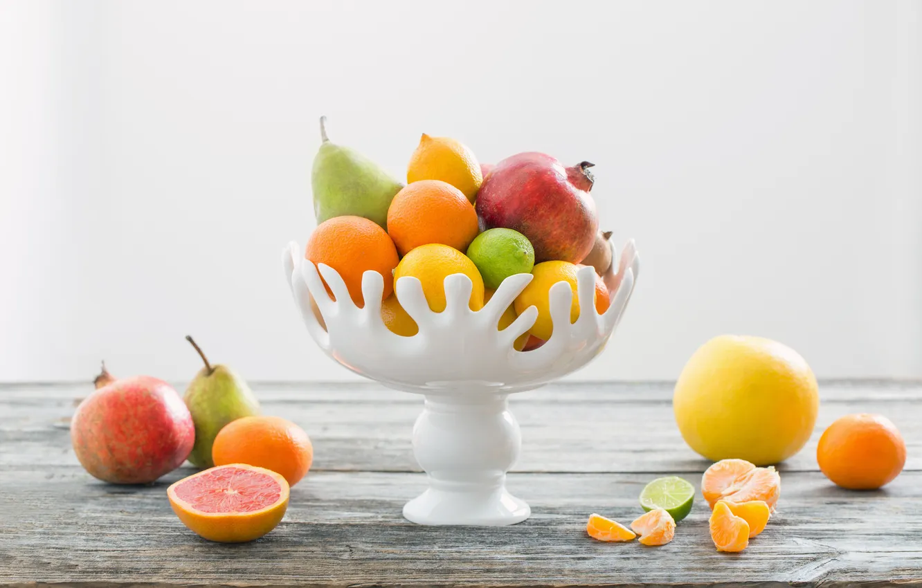 Фото обои апельсины, ваза, фрукты, fresh, fruits, berries