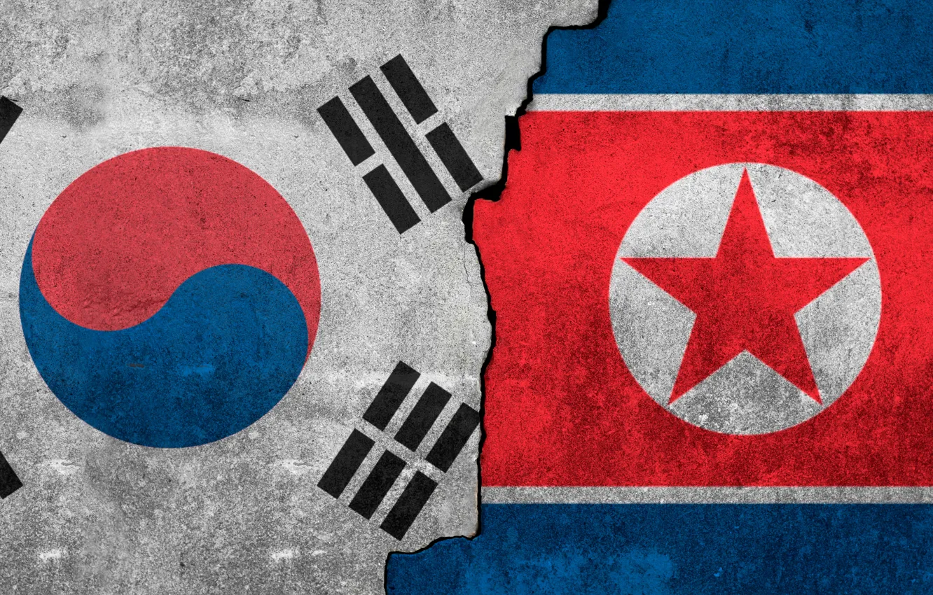 Фото обои flag, South, Korea, North