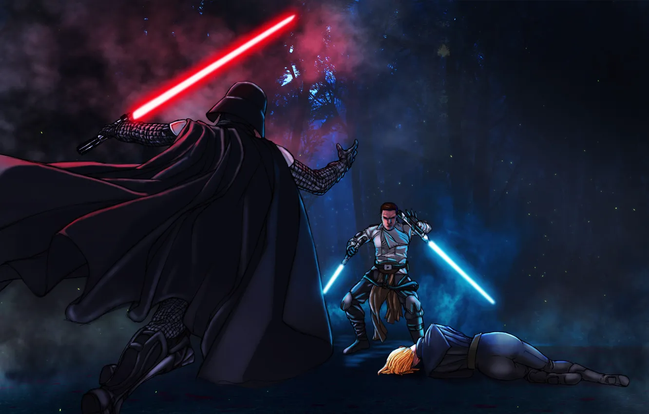 Фото обои Darth Vader, Galen Marek, Starkiller, Star Wars: The Force Unleashed, Anakin Skywalker