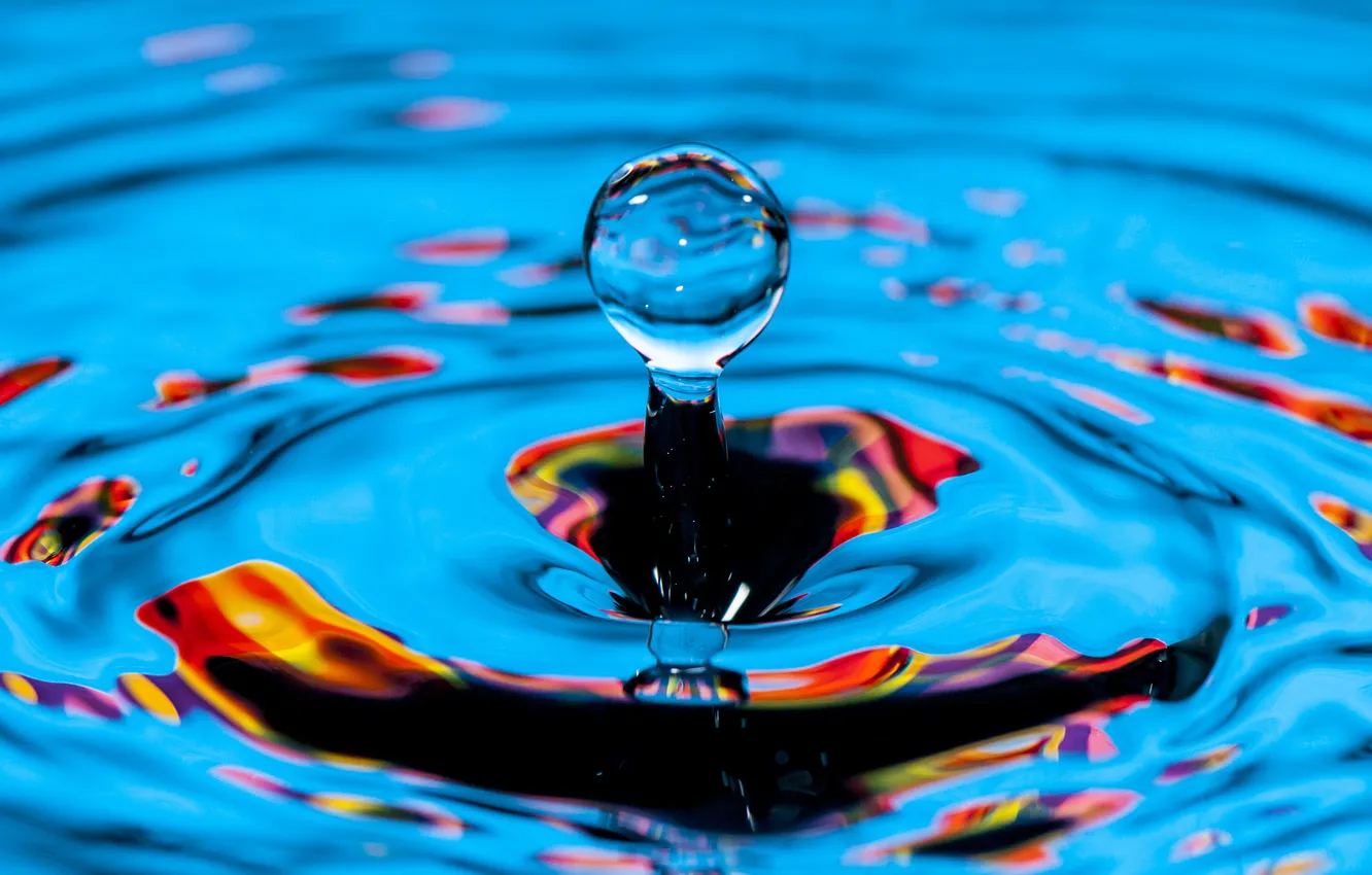 Фото обои вода, брызги, цвет, капля, всплеск, жидкость