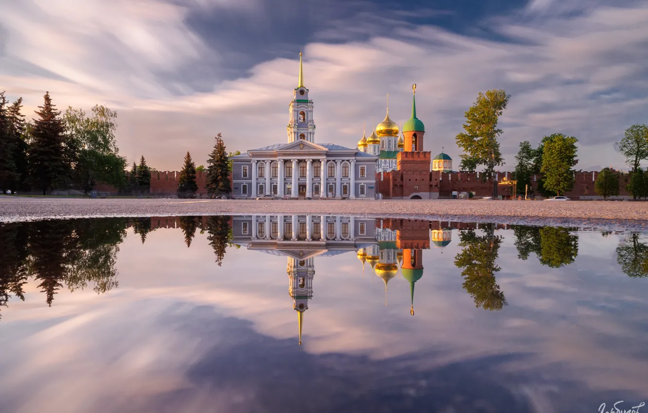 Фото обои вода, город, отражение, Кремль, купола, Тула, Илья Гарбузов, музей самоваров