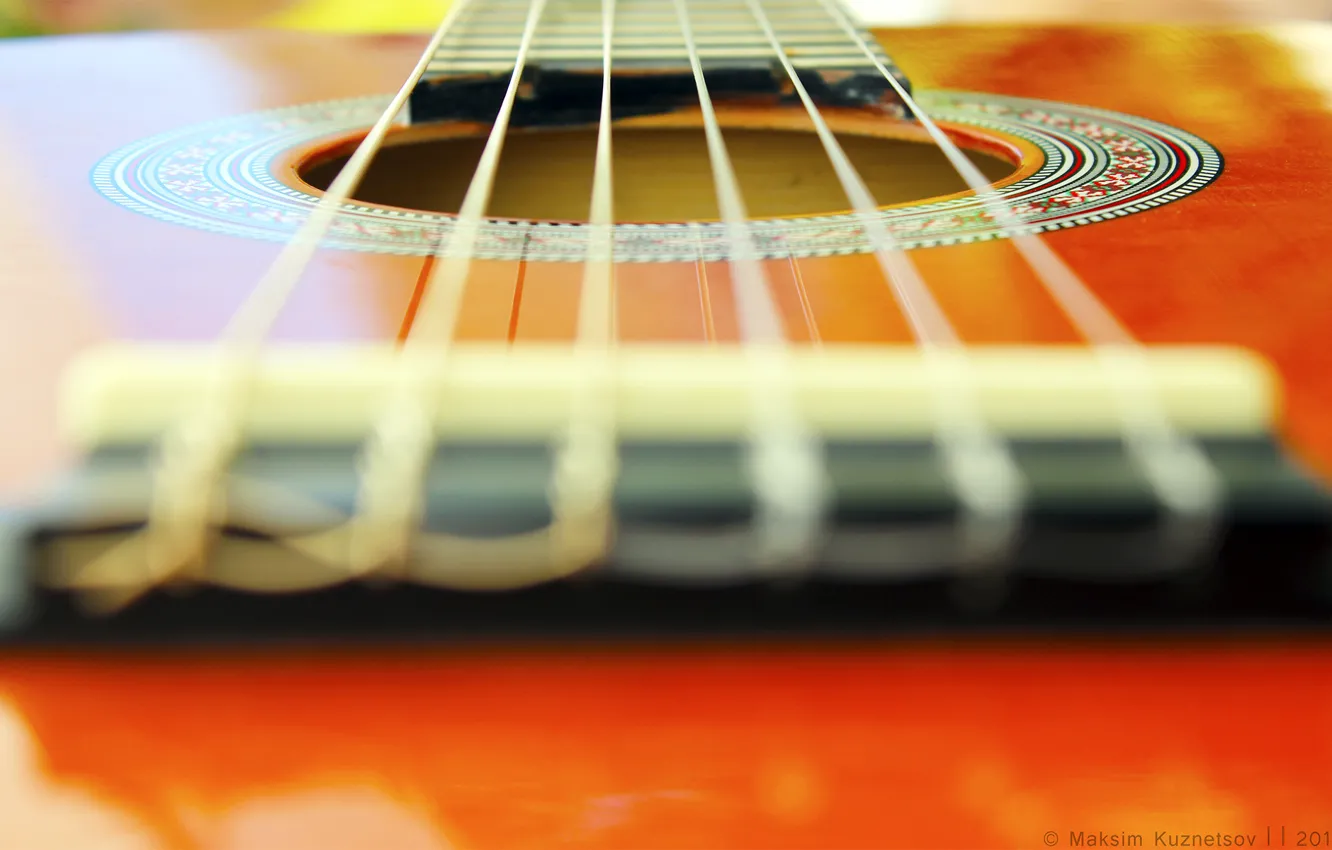 Фото обои макро, оранжевый, гитара, venitomusic