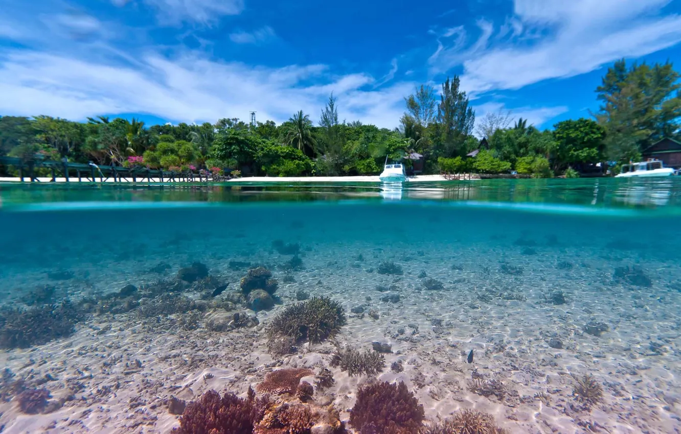 Фото обои вода, прозрачность, океан, лагуна, under the blue lagoon